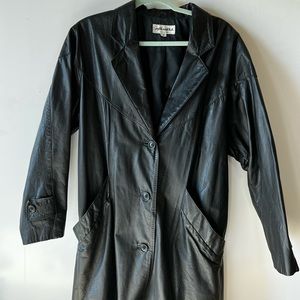 100% Leather Men’s Trench Coat/Jacket Size Small ✨VINTAGE✨